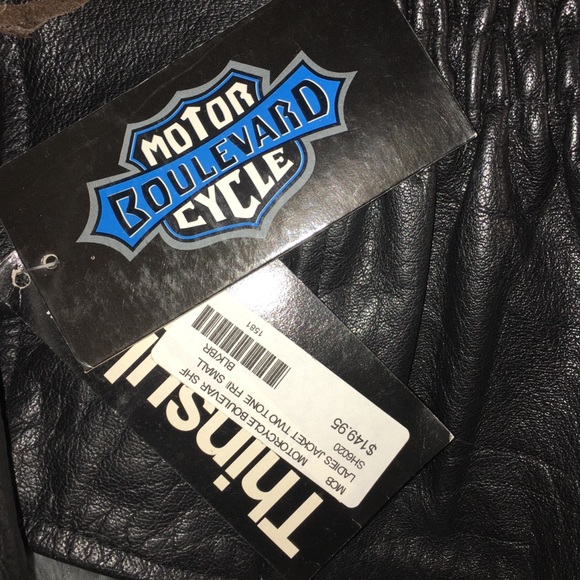 VINTAGE NWT Genuine Buffalo Leather Motorcycle Jacket Womens Brn/Blk Small - Picture 13 of 16